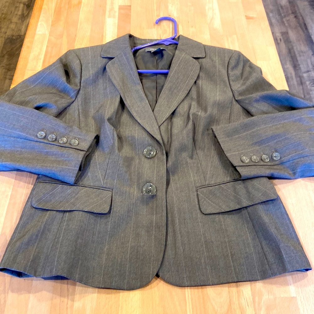 Ann Taylor Gray Pinstripe Blazer